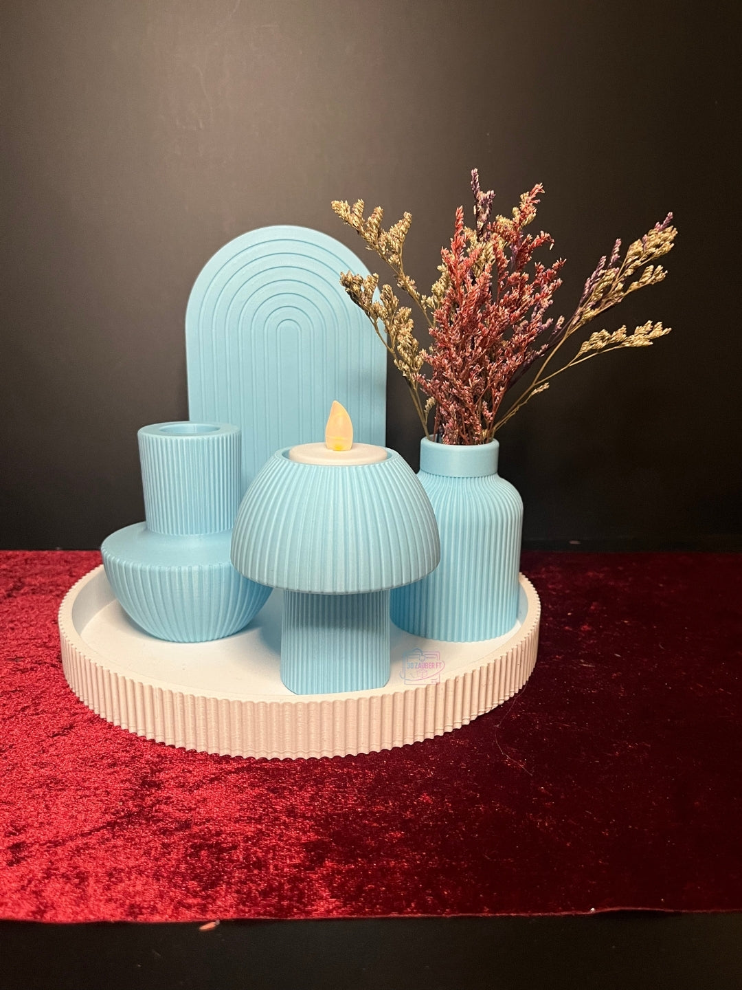 Deko Tablett Boho LED Teelichthalter